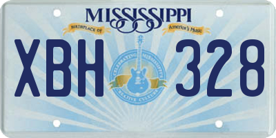 MS license plate XBH328