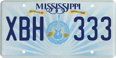 MS license plate XBH333