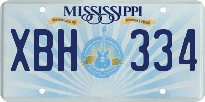 MS license plate XBH334