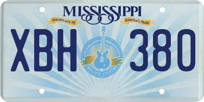 MS license plate XBH380