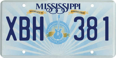 MS license plate XBH381