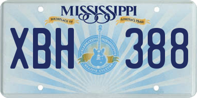 MS license plate XBH388