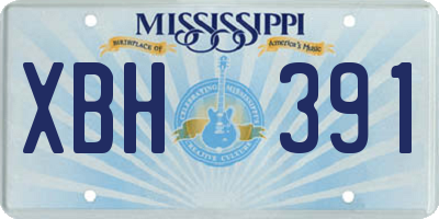 MS license plate XBH391