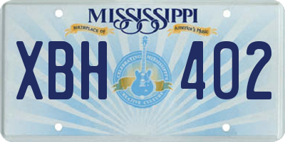 MS license plate XBH402