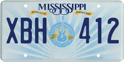 MS license plate XBH412