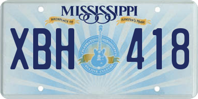MS license plate XBH418