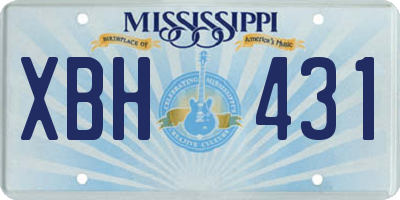 MS license plate XBH431