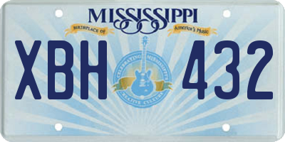 MS license plate XBH432