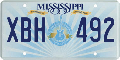 MS license plate XBH492