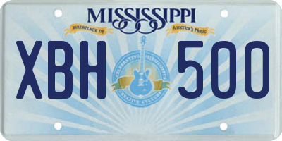 MS license plate XBH500