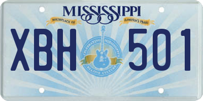 MS license plate XBH501