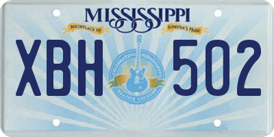 MS license plate XBH502