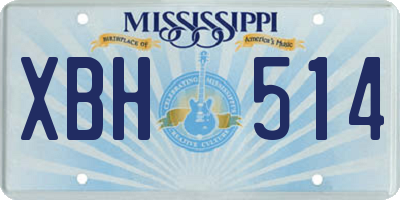 MS license plate XBH514