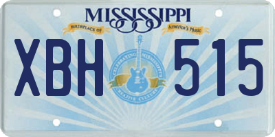 MS license plate XBH515
