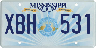 MS license plate XBH531