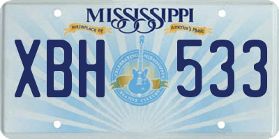 MS license plate XBH533