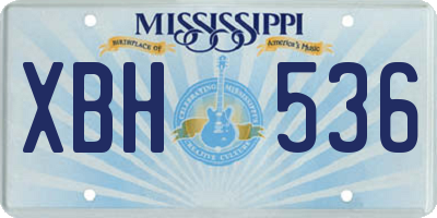 MS license plate XBH536