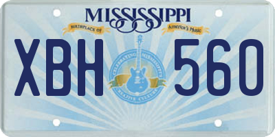 MS license plate XBH560