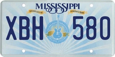 MS license plate XBH580