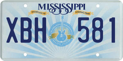 MS license plate XBH581