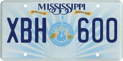MS license plate XBH600