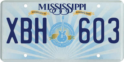 MS license plate XBH603