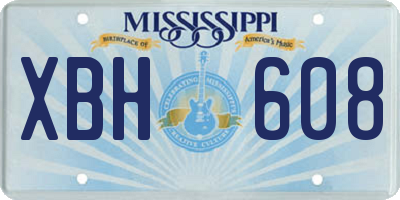 MS license plate XBH608