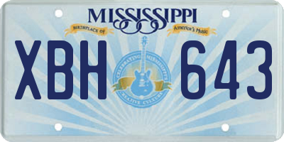 MS license plate XBH643