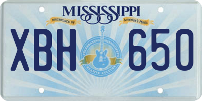 MS license plate XBH650