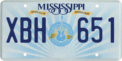 MS license plate XBH651
