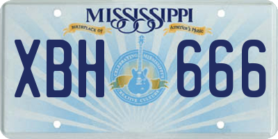 MS license plate XBH666