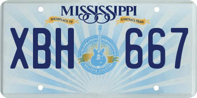 MS license plate XBH667