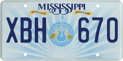 MS license plate XBH670