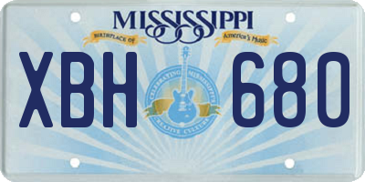 MS license plate XBH680