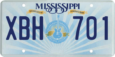 MS license plate XBH701