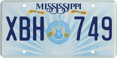 MS license plate XBH749