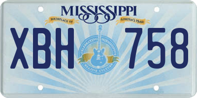 MS license plate XBH758