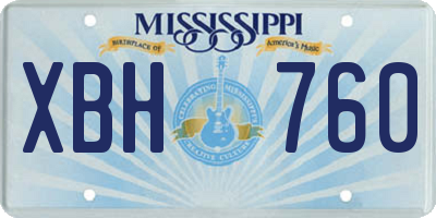 MS license plate XBH760