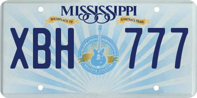 MS license plate XBH777