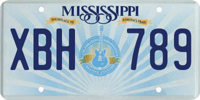 MS license plate XBH789