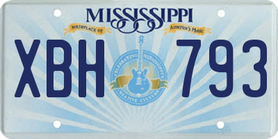 MS license plate XBH793
