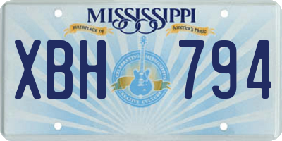 MS license plate XBH794