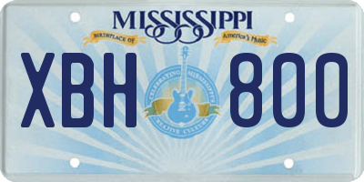 MS license plate XBH800