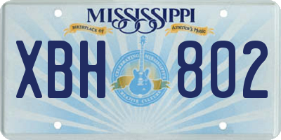 MS license plate XBH802