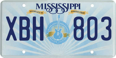 MS license plate XBH803