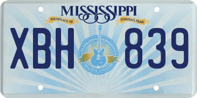 MS license plate XBH839