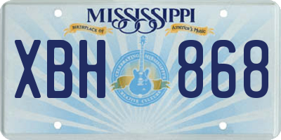MS license plate XBH868