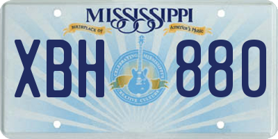 MS license plate XBH880
