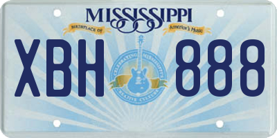 MS license plate XBH888