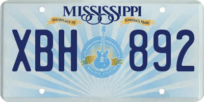 MS license plate XBH892
